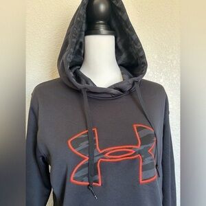 Under Armour Charcoal Hoodie with Vibrant Red Emblem